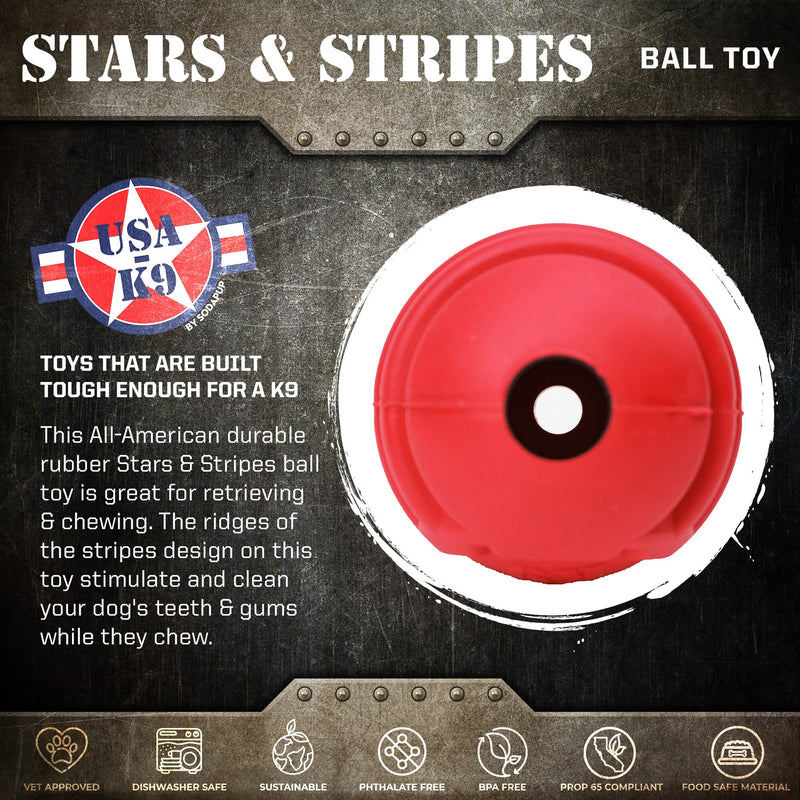 USA-K9 Stars and Stripes Rubber Dog Toy | K9 Handler Reward Toy | Red ...