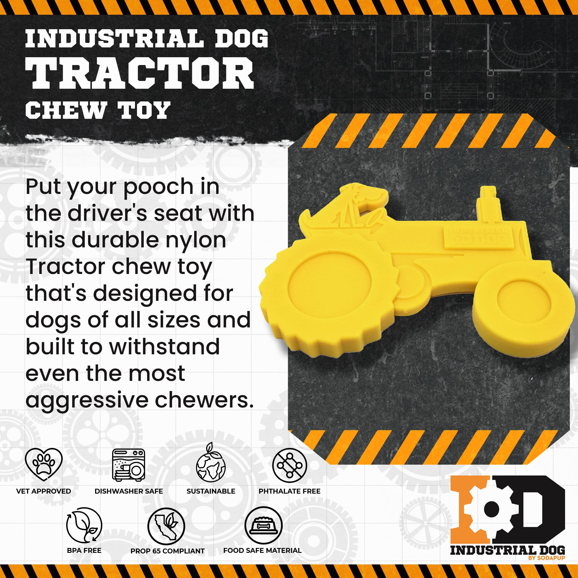 Tractor Nylon Dog Toy for Aggressive Chewers | USA Made | SodaPup - BIG FRENCHIES