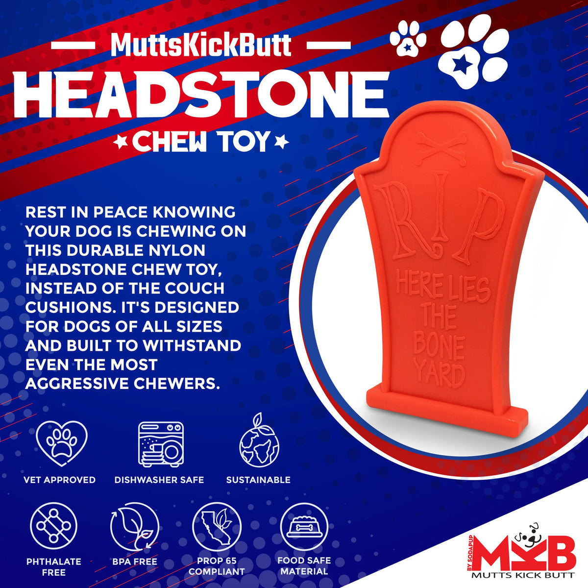 Headstone Ultra Durable Nylon Dog Chew Toy - BIG FRENCHIES