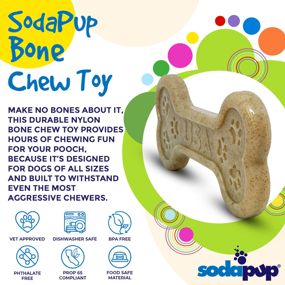 Bone eChew Ultra Durable Nylon Dog Chew Toy for Aggressive Chewers | USA Made - BIG FRENCHIES