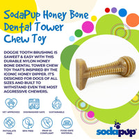 Honey Bone Dental Tower Nylon Chew Toy for Aggressive Chewers | USA Made - BIG FRENCHIES