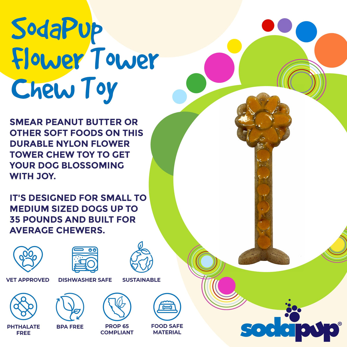 Flower Tower Nylon Chew Toy for Aggressive Chewers - USA Made Enrichment Toy - BIG FRENCHIES