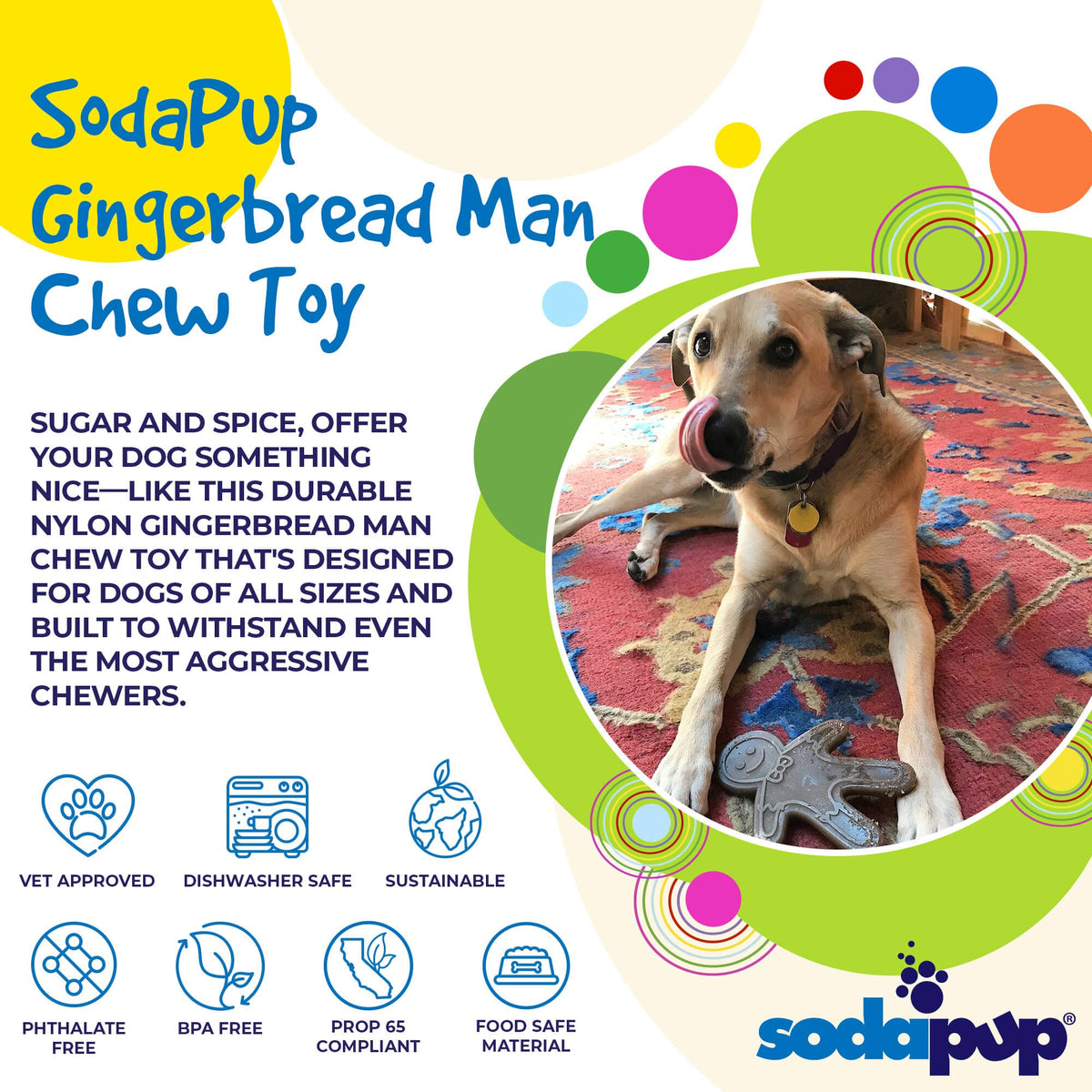 Gingerbread Man Nylon Dog Chew Toy for Aggressive Chewers | USA Made - BIG FRENCHIES