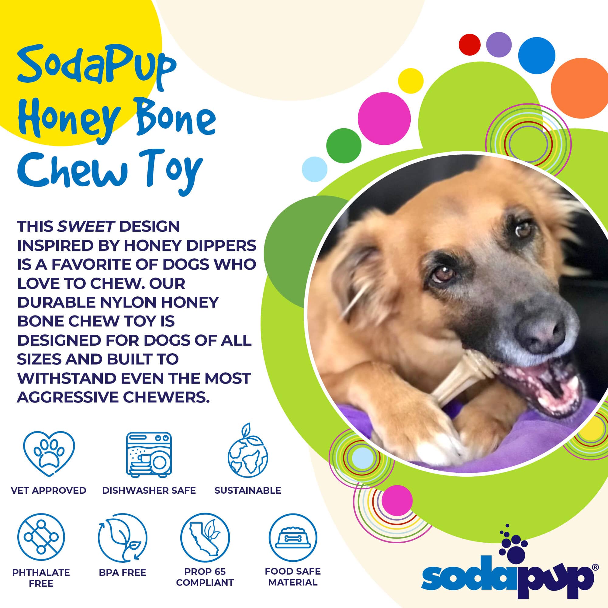 Honey Bone Nylon Dog Toy for Aggressive Chewers | Indestructible | USA Made - BIG FRENCHIES