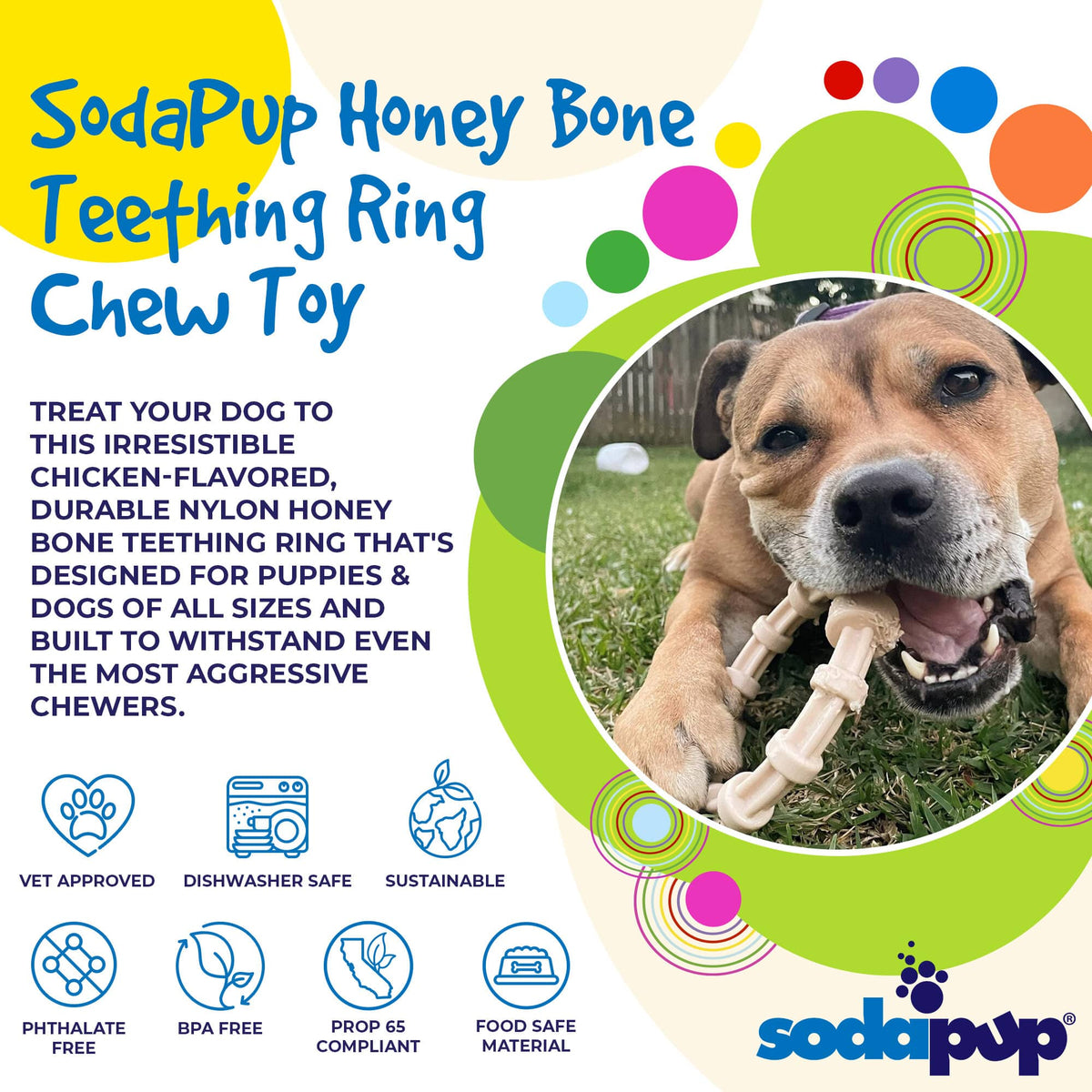 Chicken Flavored Teething Ring for Puppies & Aggressive Chewers | USA Made - BIG FRENCHIES
