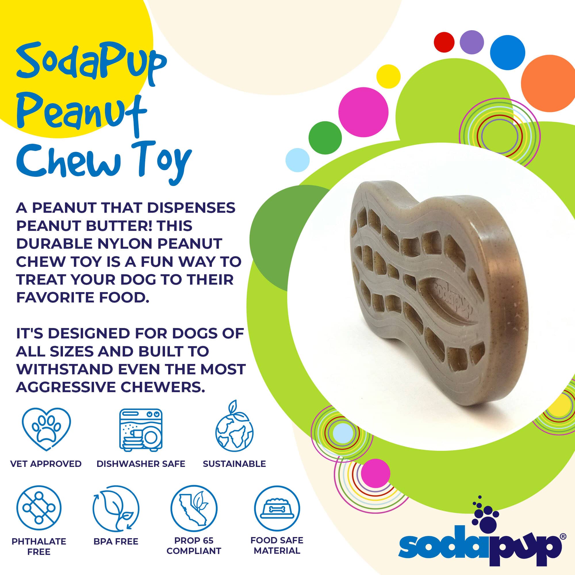 Peanut Nylon Dog Chew Toy | Ultra-Durable for Aggressive Chewers | SodaPup - BIG FRENCHIES