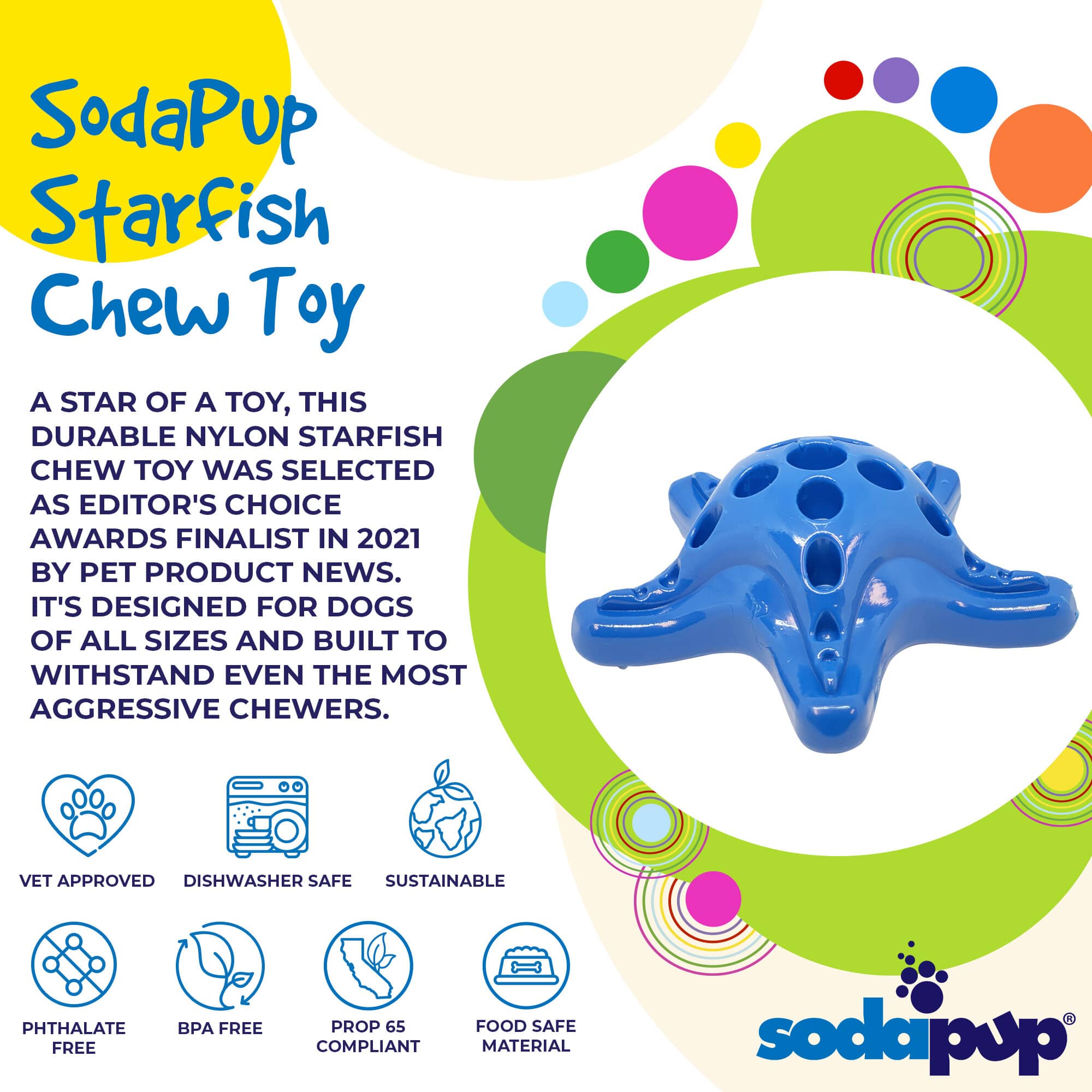 Starfish Nylon Dog Chew Toy for Aggressive Chewers | USA Made | SodaPup - BIG FRENCHIES