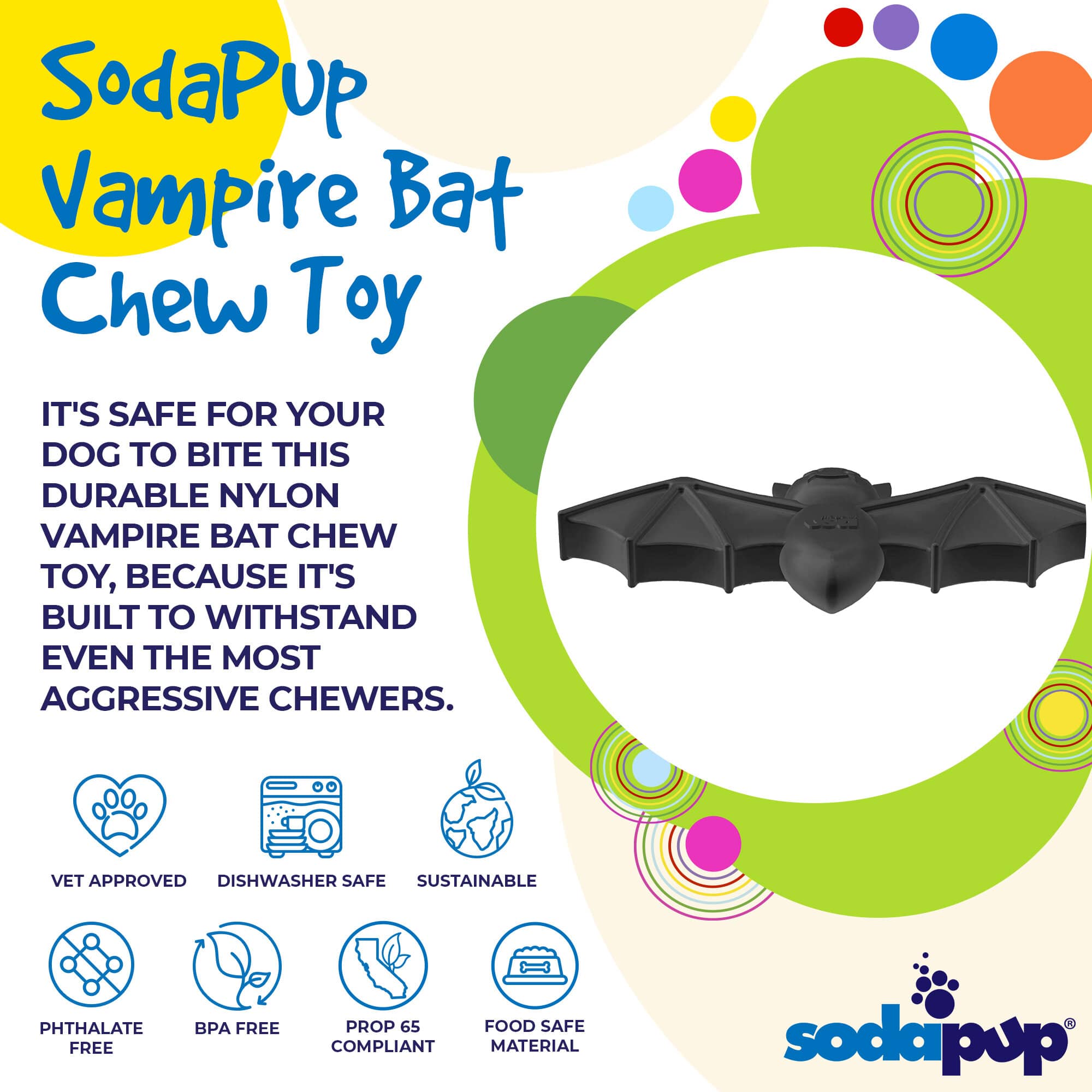 Vampire Bat Nylon Dog Chew Toy for Aggressive Chewers | USA Made & FDA Compliant - BIG FRENCHIES