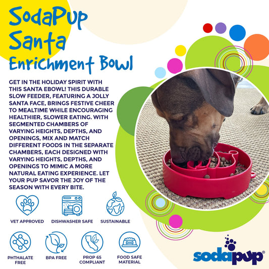 Santa Christmas eBowl Deep Slow Feeder Dog Bowl for Enrichment | USA Made - BIG FRENCHIES