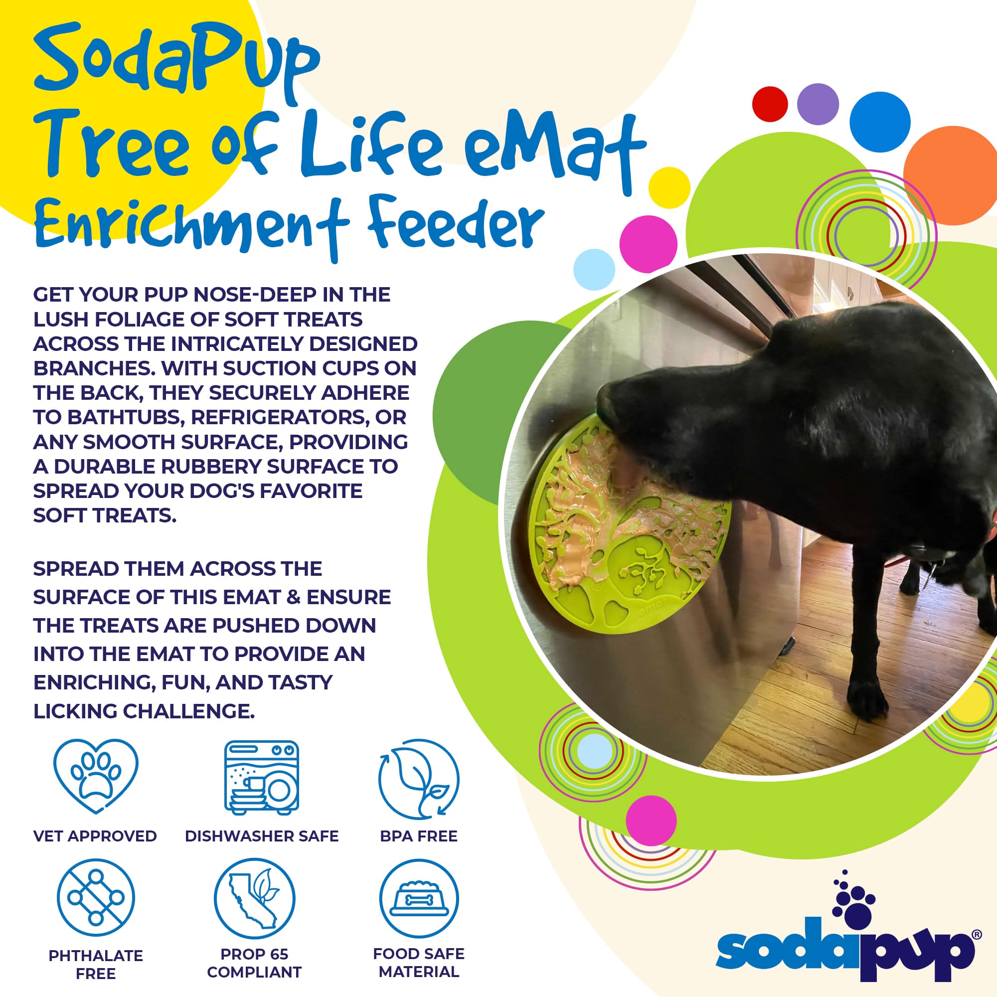Tree of Life eMat - Enrichment Lick Mat For Dogs and Cats - With Suction Cups | Tree Design | USA Made - BIG FRENCHIES