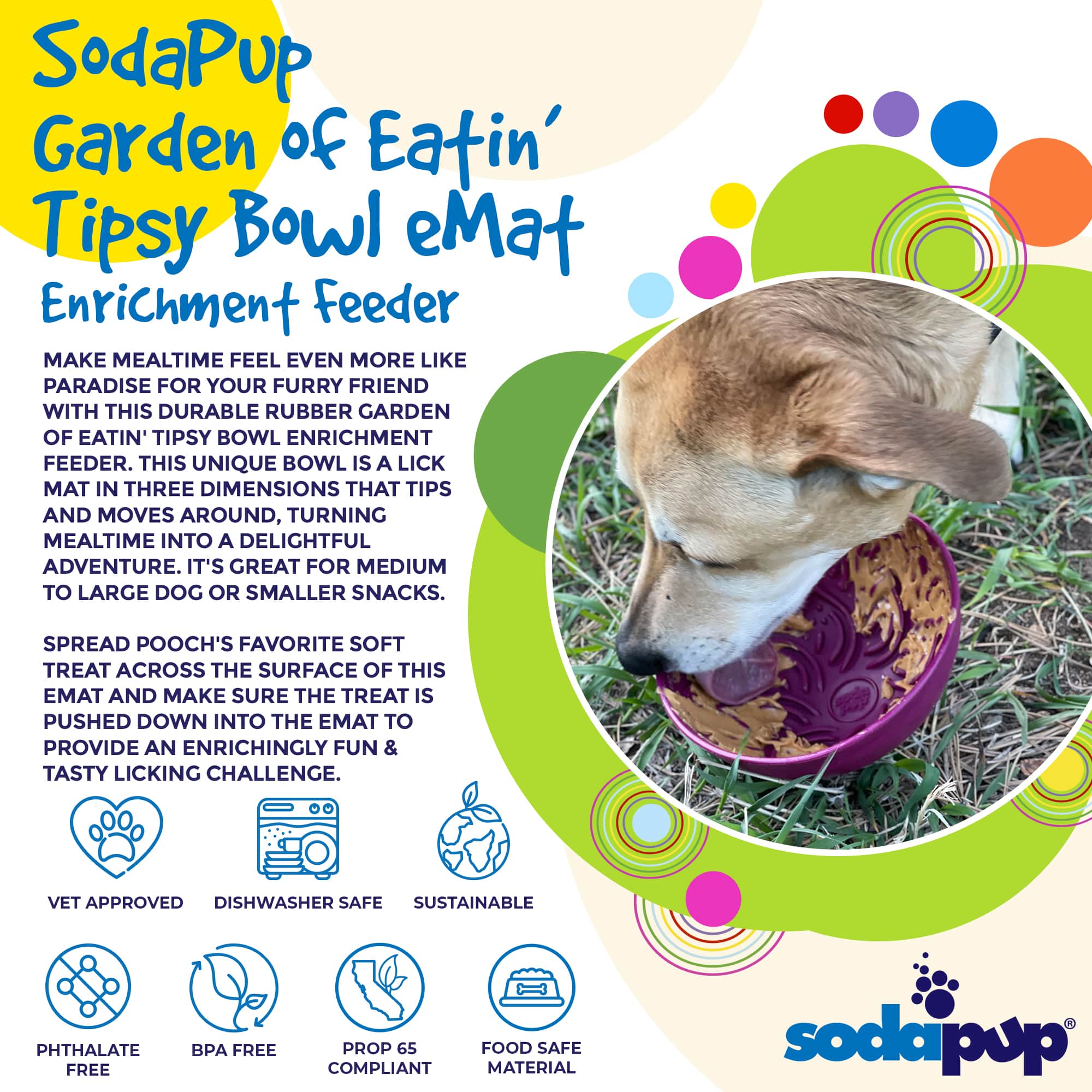 Garden of Eatin' Tipsy Bowl - Wobble Lick Mat for Dogs & Cats | USA Made - BIG FRENCHIES