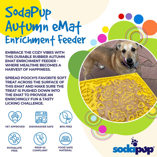 Autumn eMat - Enrichment Lick Mat For Dogs and Cats| Fall Leaves Design | SodaPup - BIG FRENCHIES