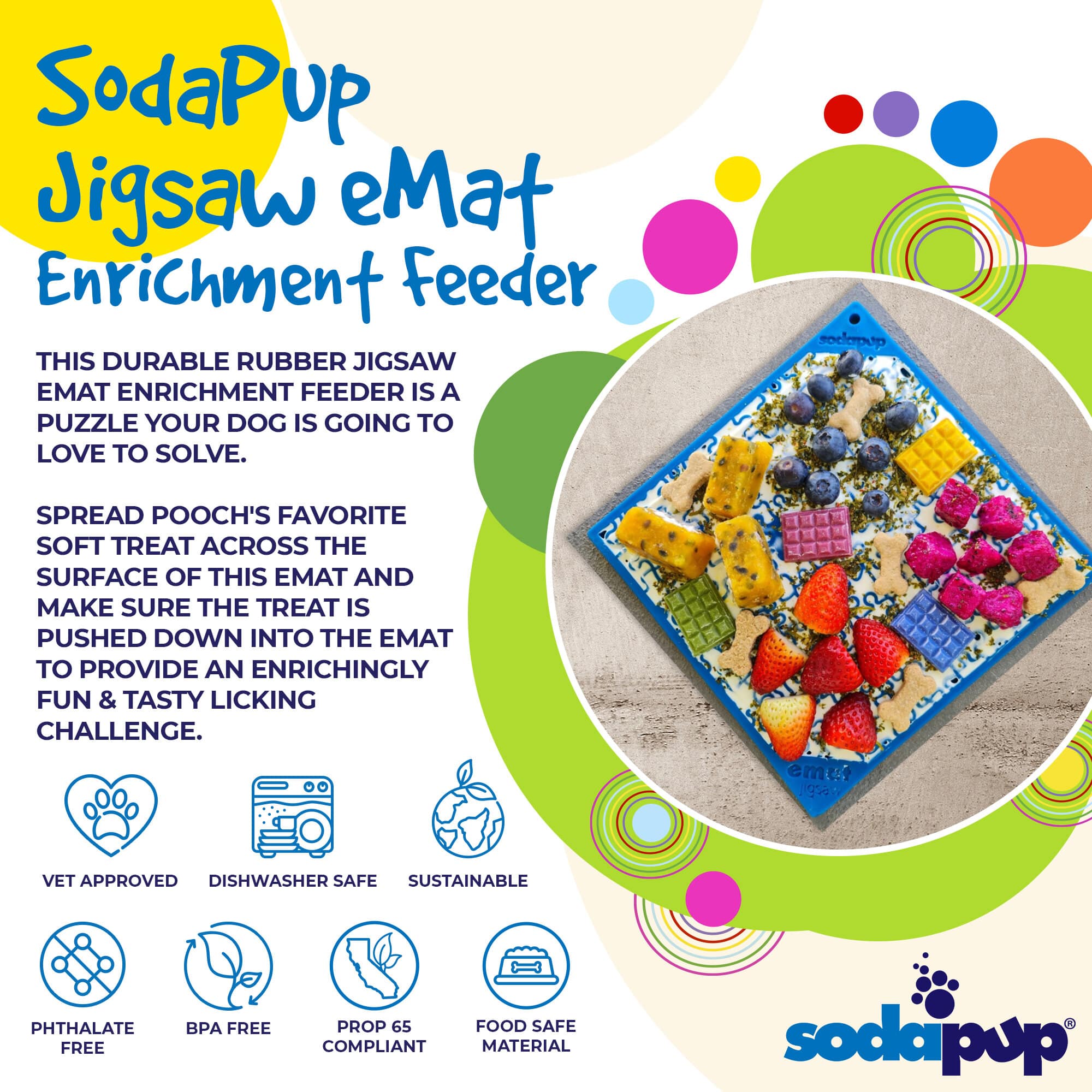 Jigsaw Puzzle eMat - Enrichment Lick Mat for Dogs and Cats | eMat Enrichment Toy for Anxiety Relief | USA Made - BIG FRENCHIES
