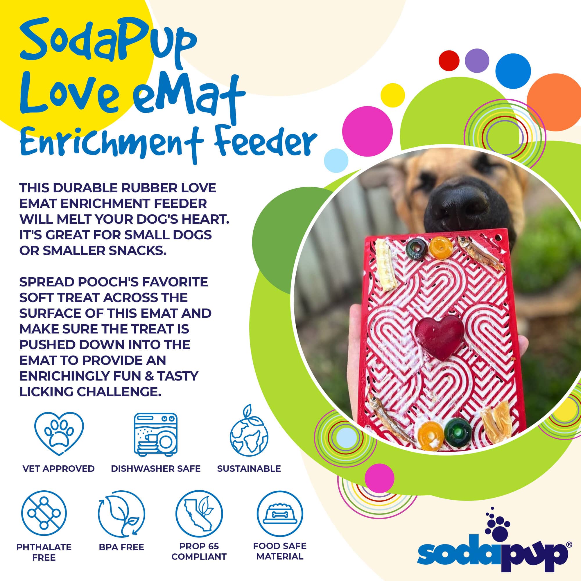 Love eMat - Enrichment Lick Mat for Dogs and Cats| Heart Design | SodaPup - BIG FRENCHIES