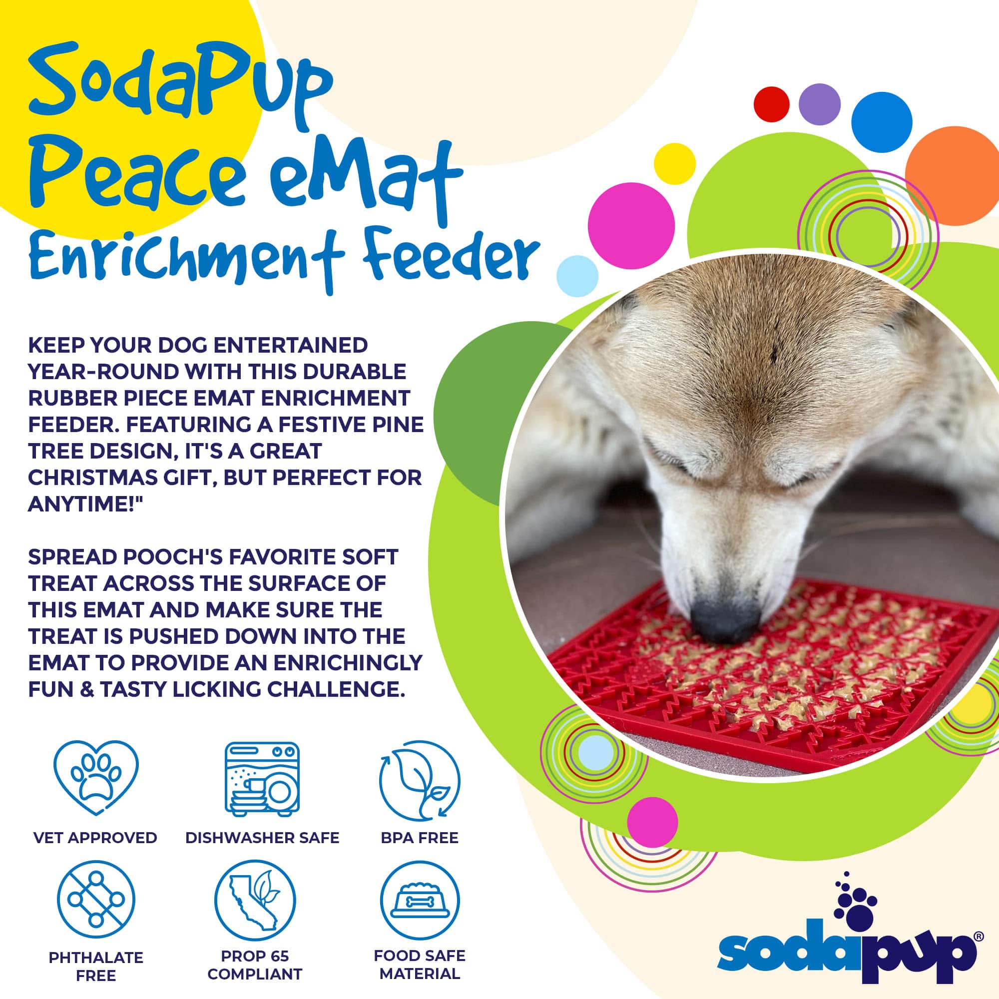 "Peace" Christmas Tree emat - Enrichment Lick Mat for Dogs and Cats | Christmas Tree design | SodaPup - BIG FRENCHIES