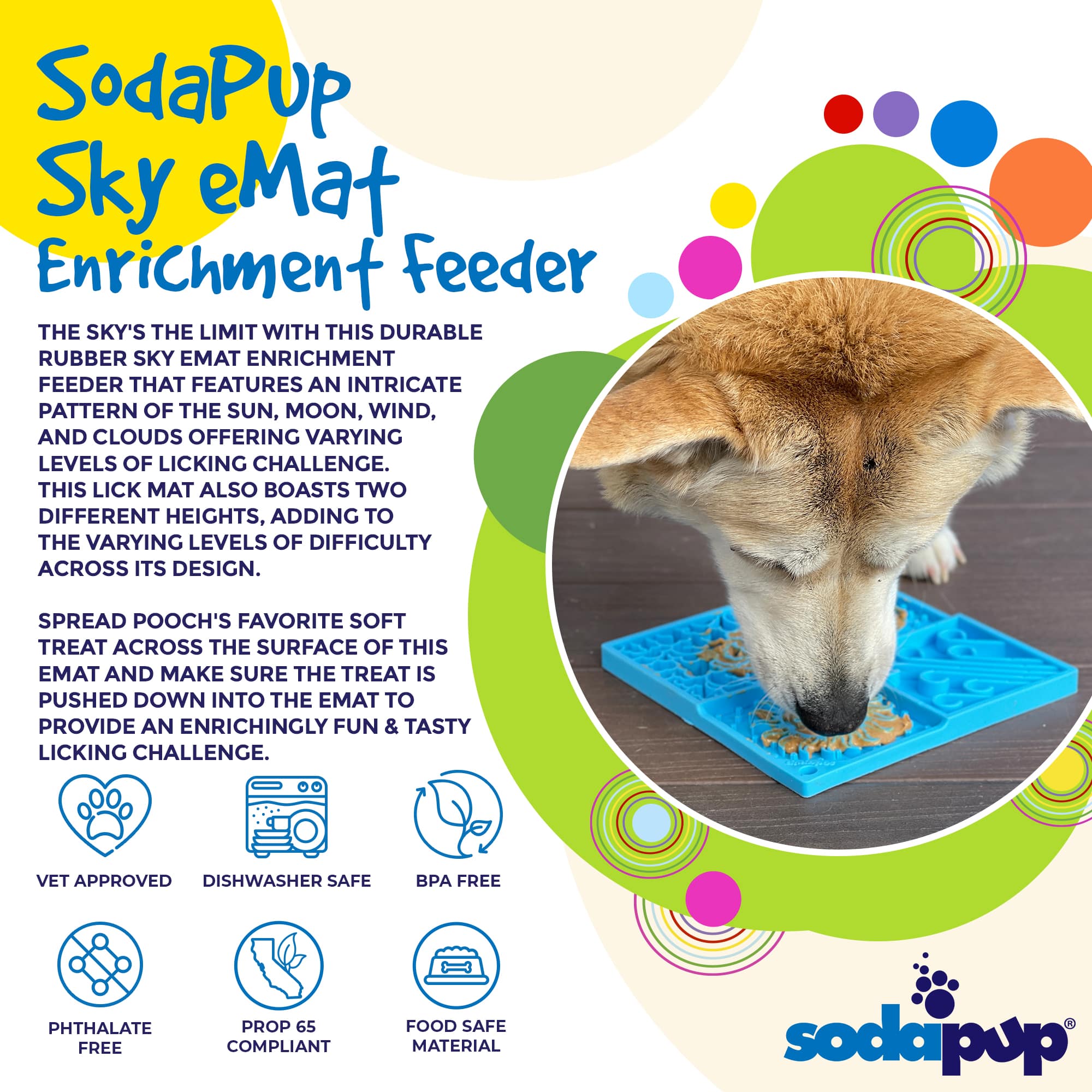 Sky eMat - Enrichment Lick Mat for Dogs and Cats | Celestial Design | SodaPup - BIG FRENCHIES