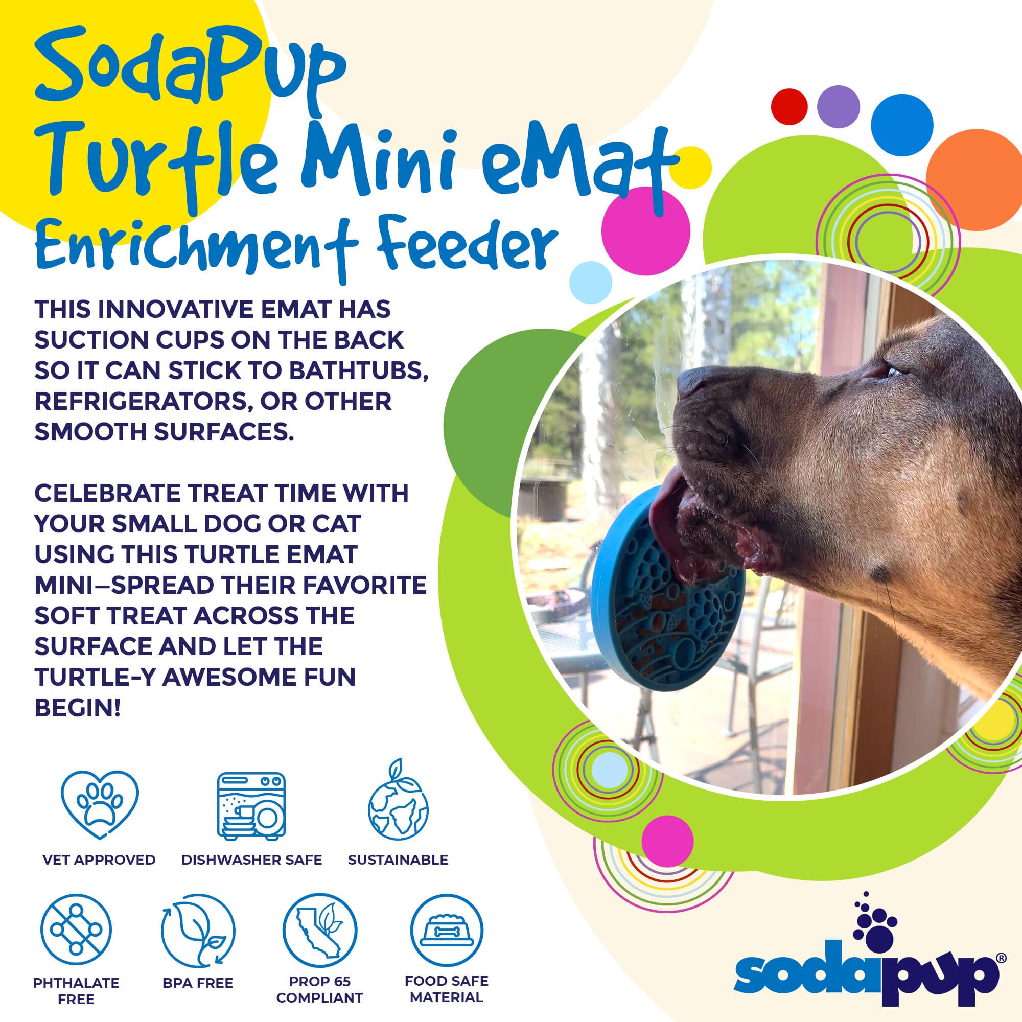 Turtle eMat-Mini Lick Mat with Suction Cups - Small Dogs & Cats | USA - BIG FRENCHIES