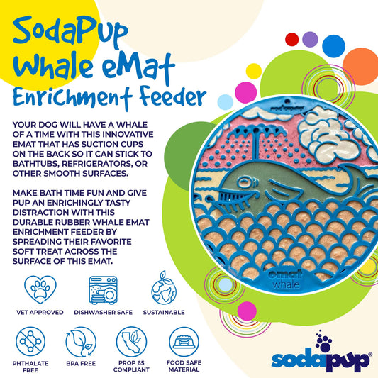 Whale eMat - Enrichment Lick Mat for Dogs and Cats - with Suction Cups | Whale Design | USA Made - BIG FRENCHIES