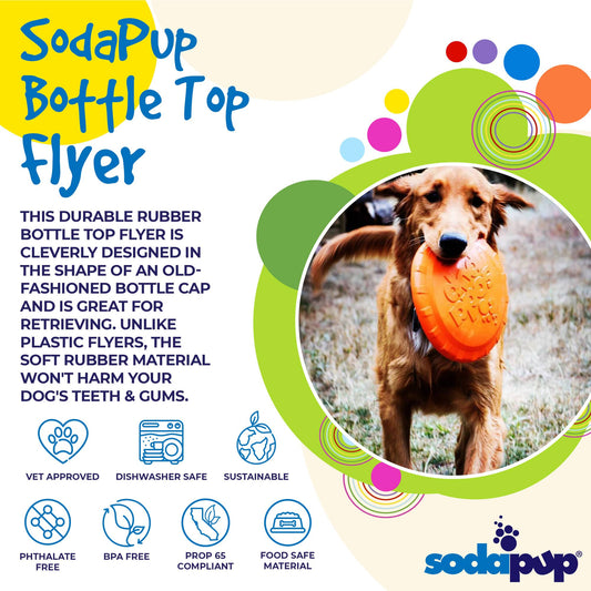 Bottle Top Flyer Rubber Frisbee for Dogs | Orange | Vet Approved | USA Made - BIG FRENCHIES
