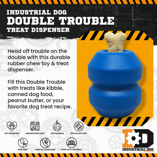 Double Trouble Dog Toy - Dual Chamber Treat Dispenser for Large Dogs | USA Made - BIG FRENCHIES