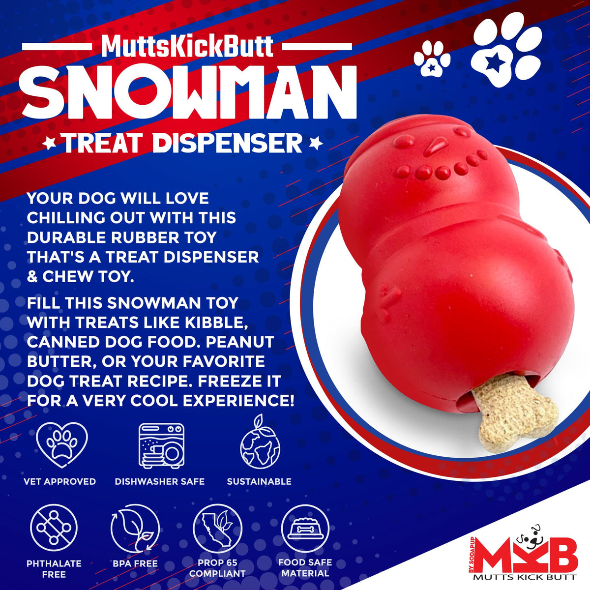 Snowman Dog Toy - Durable Winter Chew Toy for Large Dogs | USA Made - BIG FRENCHIES