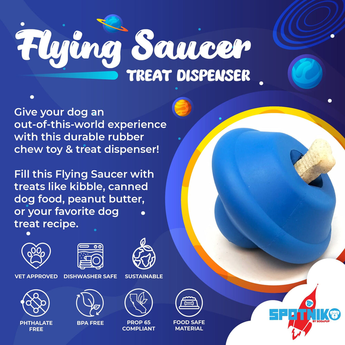 Flying Saucer Dog Toy - Durable UFO Chew Toy & Treat Dispenser | USA Made - BIG FRENCHIES