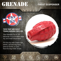 USA-K9 Grenade Rubber Dog Chew Toy | K9 Handler Reward Toy | Red & Blue | USA Made - BIG FRENCHIES
