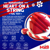 Heart on a String Dog Toy - Durable Rubber Tug Toy for Large Dogs | USA Made - BIG FRENCHIES