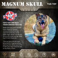 USA-K9 Magnum Skull - Black Magnum Rubber Chew Toy for Extreme Chewers | USA Made - BIG FRENCHIES