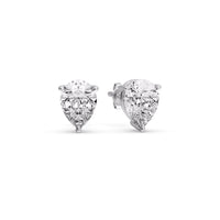 Three-Prong Pear Diamond Solitaire Stud Earrings (1.00ct - 10.00ct)