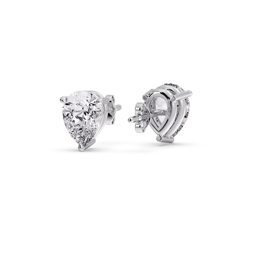 Three-Prong Pear Diamond Solitaire Stud Earrings (1.00ct - 10.00ct)
