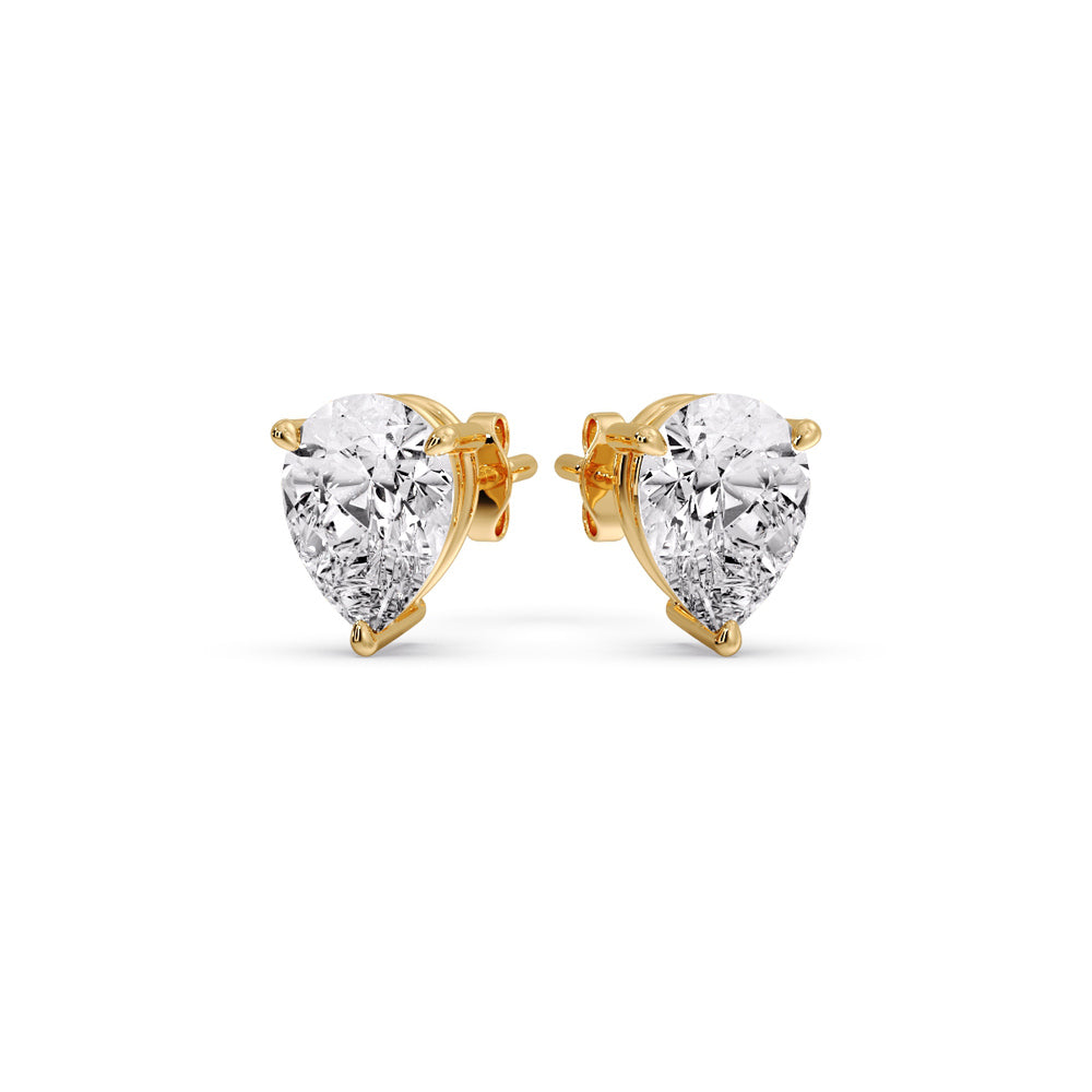 Three-Prong Pear Diamond Solitaire Stud Earrings (1.00ct - 10.00ct)
