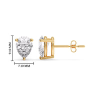 Three-Prong Pear Diamond Solitaire Stud Earrings (1.00ct - 10.00ct)
