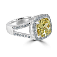 3.5CT Square Cushion Diamond Veneer Cubic Zirconia 14K Gold Ring. 635R0246K