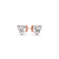 3 Prong Heart Shaped Diamond Solitaire Stud Earring in Basket Setting
