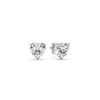 3 Prong Heart Shaped Diamond Solitaire Stud Earring in Basket Setting