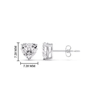 3 Prong Heart Shaped Diamond Solitaire Stud Earring in Basket Setting