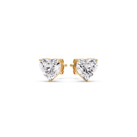 3 Prong Heart Shaped Diamond Solitaire Stud Earring in Basket Setting