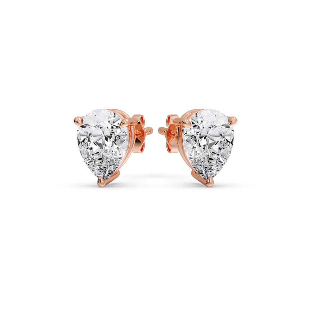 Three-Prong Pear Diamond Solitaire Stud Earrings (1.00ct - 10.00ct)
