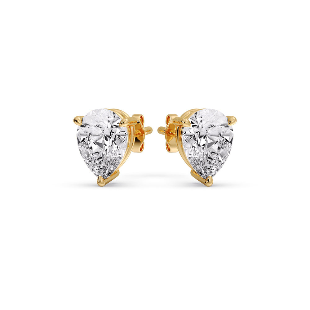 Three-Prong Pear Diamond Solitaire Stud Earrings (1.00ct - 10.00ct)