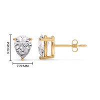 Three-Prong Pear Diamond Solitaire Stud Earrings (1.00ct - 10.00ct)