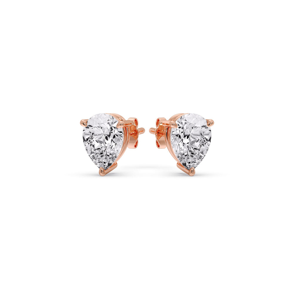 Three-Prong Pear Diamond Solitaire Stud Earrings (1.00ct - 10.00ct)