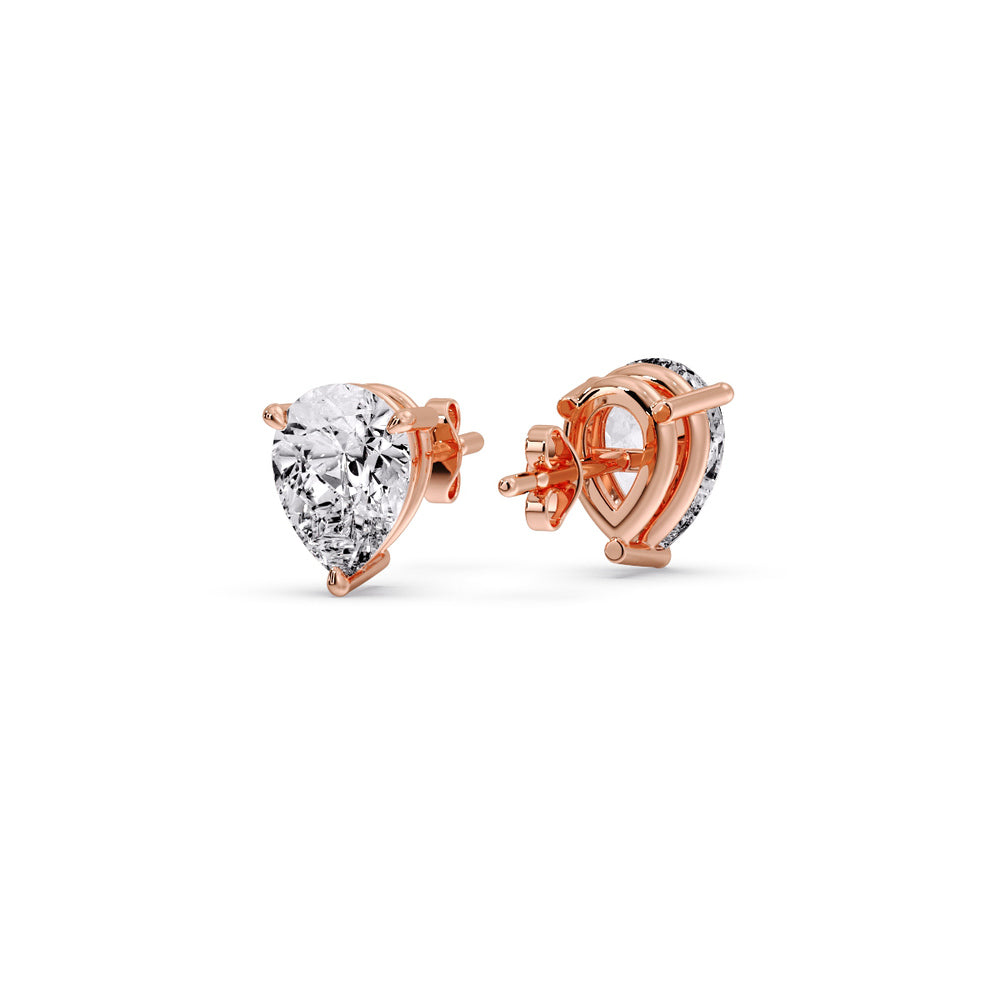 Three-Prong Pear Diamond Solitaire Stud Earrings (1.00ct - 10.00ct)