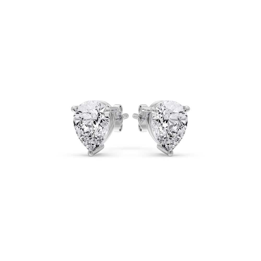 Three-Prong Pear Diamond Solitaire Stud Earrings (1.00ct - 10.00ct)