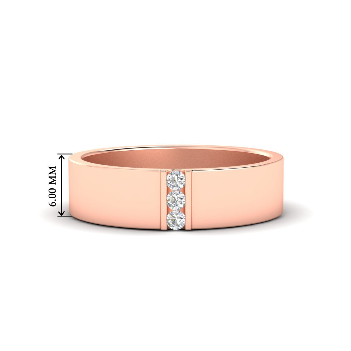 3 Stone Mens Flat Gemstone Band