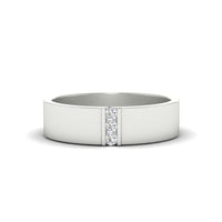 3 Stone Mens Flat Gemstone Band