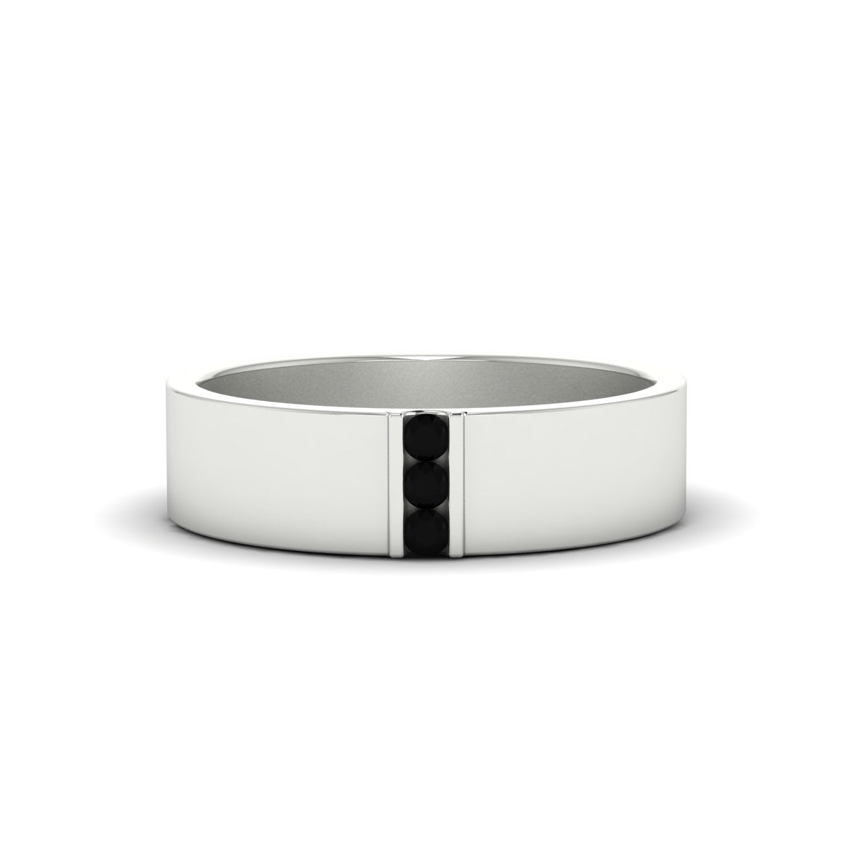 3 Stone Mens Flat Gemstone Band