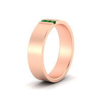 3 Stone Mens Flat Gemstone Band