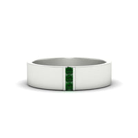 3 Stone Mens Flat Gemstone Band