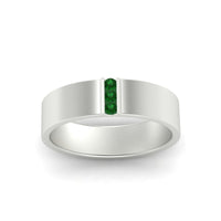 3 Stone Mens Flat Gemstone Band